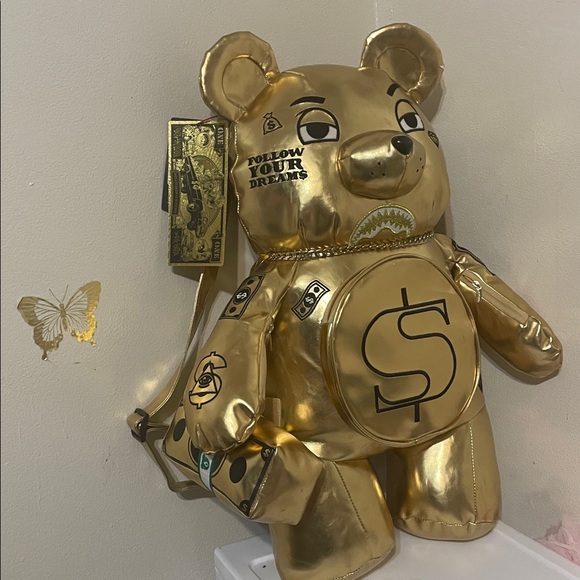 Spray ground Gold Bear limited edition Backpack - Picture 3 of 13